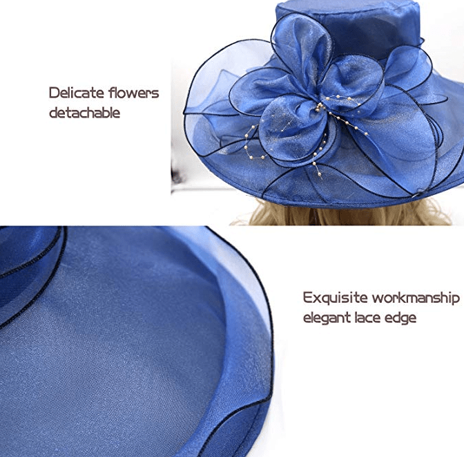 Women's Wide Brim Fedora Cap Elegant Mesh Breathable Sun Hat Church Dress Hat Leaf Flower Bridal Wedding Hat Beach Hats