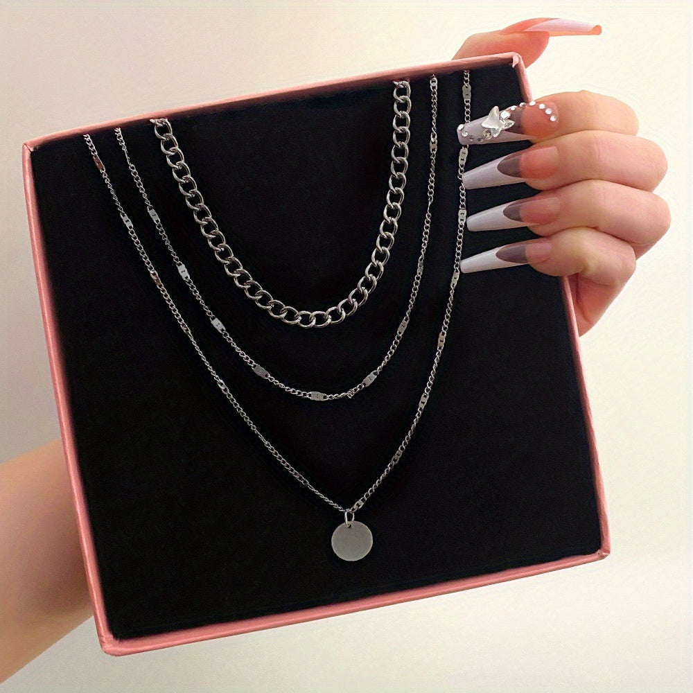 Women's Chain Disc Layered Necklace Jewelry Gift For Daily Party Decor Accessories