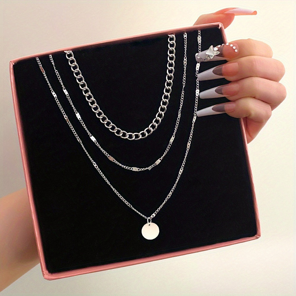 Women's Chain Disc Layered Necklace Jewelry Gift For Daily Party Decor Accessories