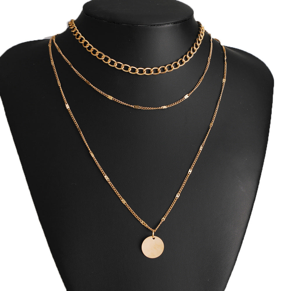 Women's Chain Disc Layered Necklace Jewelry Gift For Daily Party Decor Accessories