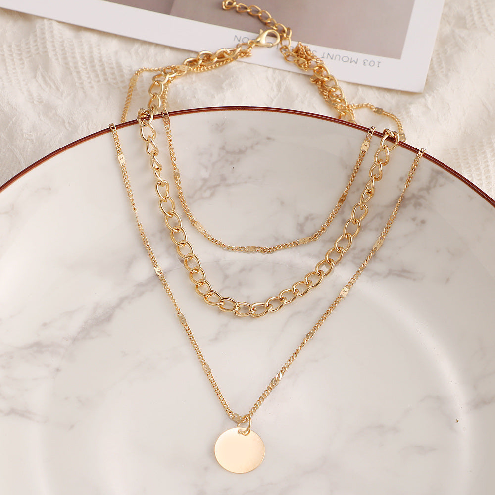 Women's Chain Disc Layered Necklace Jewelry Gift For Daily Party Decor Accessories