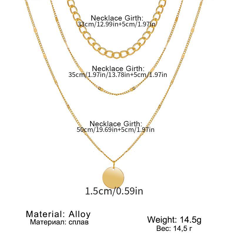 Women's Chain Disc Layered Necklace Jewelry Gift For Daily Party Decor Accessories