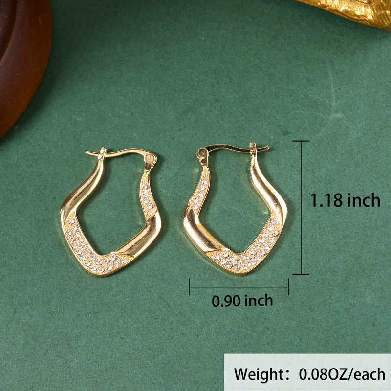 Simple Ear Buckles Drop Stud Earrings Hollow Irregular Shaped With Sparkly Zircon Pendant Ear Stud Sweet Jewelry Women's Clothing Accessories