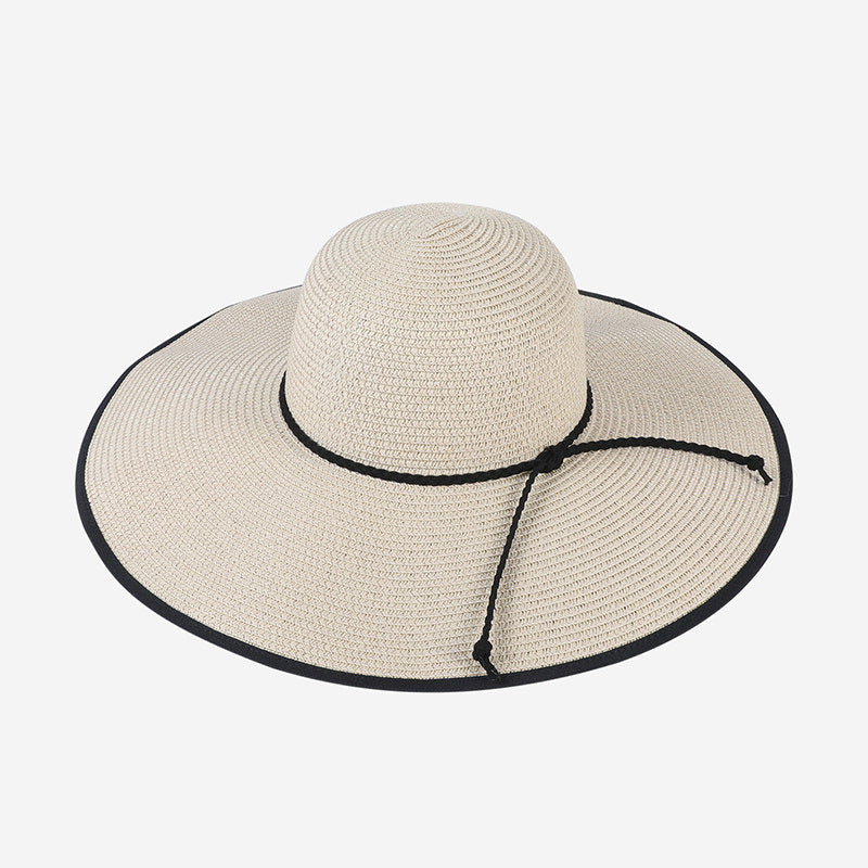 Wide Brim Sunscreen Visor Hat Solid Color Breathable Straw Hat; Women Outdoor Travel Cool Beach Hat; Versatile Elegant Accessories