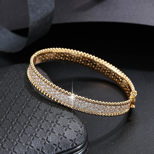 Simple Bangle Bracelet With Full Of Sparkly Zircon Bracelet All-match Jewelry For Women & Girls Clothing Accessories