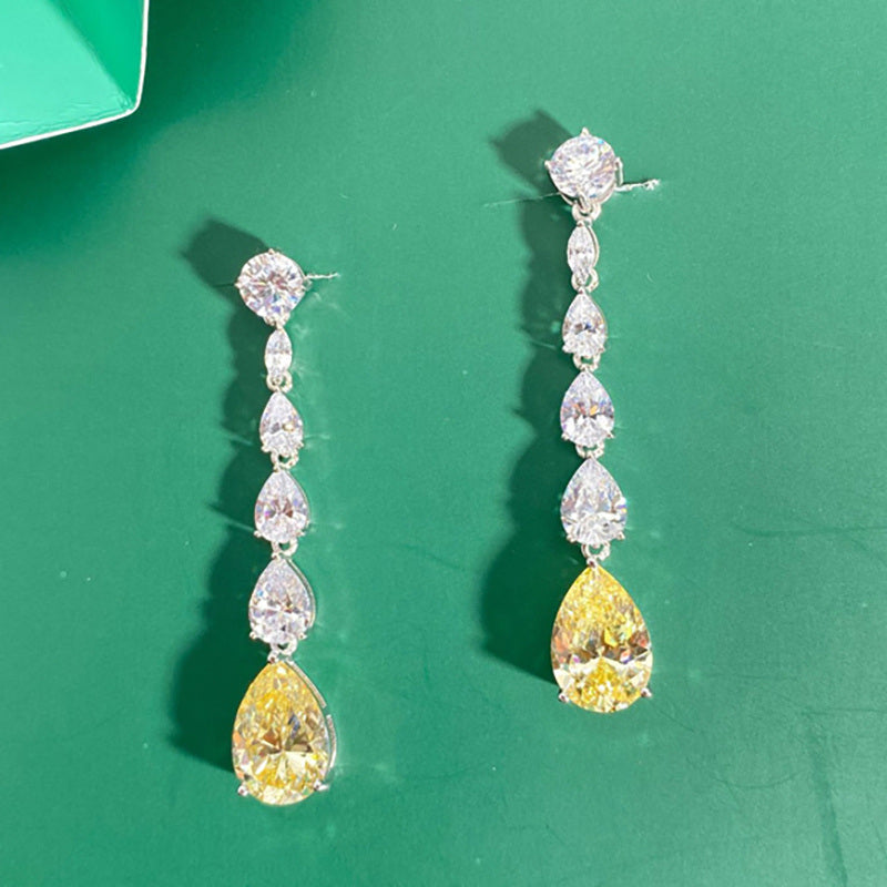 Gorgeous Zircon Long Dangle Earrings For Women Wedding Party Luxury Accessories Temperament Female Ear Jewelry