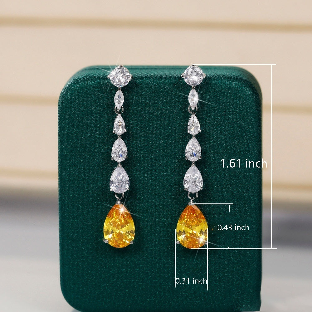 Gorgeous Zircon Long Dangle Earrings For Women Wedding Party Luxury Accessories Temperament Female Ear Jewelry