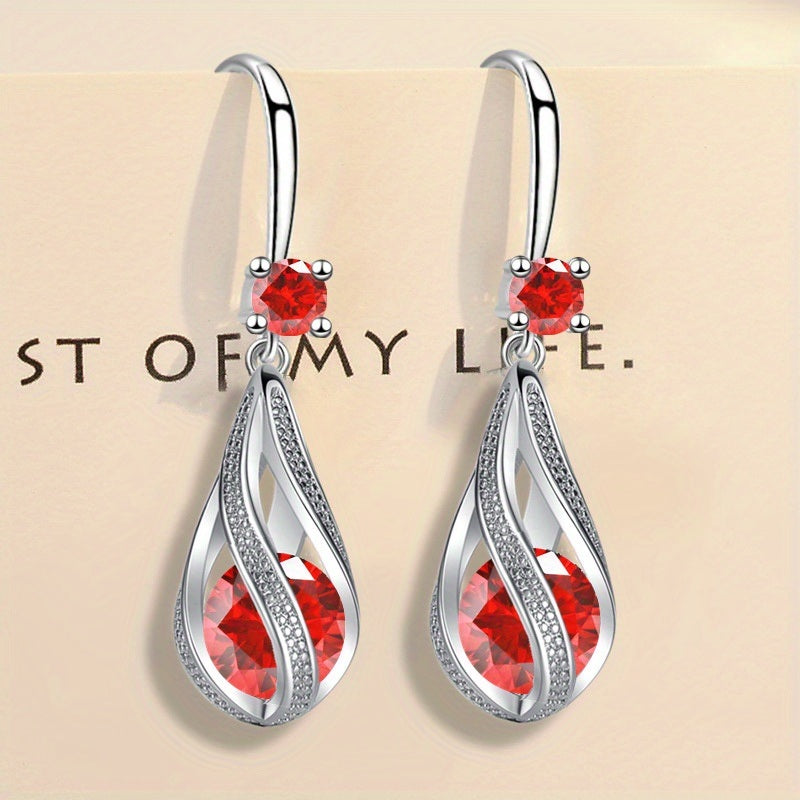 Stylish Rotating Teardrop Shape Crystal Earrings For Women Girls Holiday Party Decor Accessories