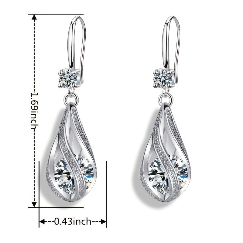 Stylish Rotating Teardrop Shape Crystal Earrings For Women Girls Holiday Party Decor Accessories