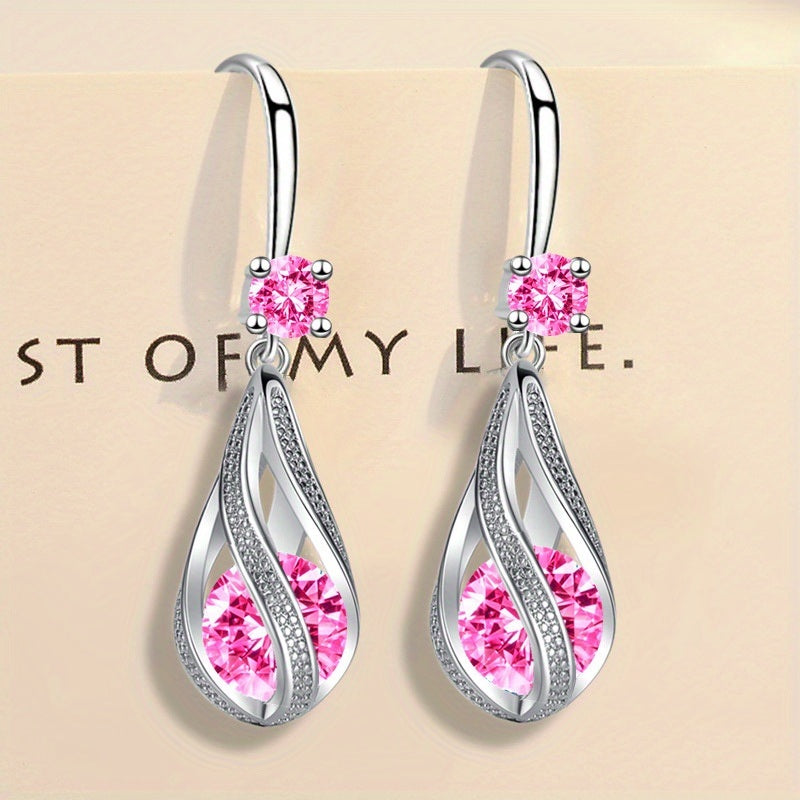 Stylish Rotating Teardrop Shape Crystal Earrings For Women Girls Holiday Party Decor Accessories