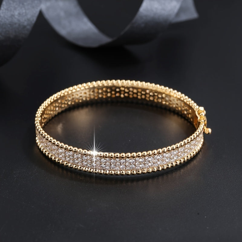 Simple Bangle Bracelet With Full Of Sparkly Zircon Bracelet All-match Jewelry For Women & Girls Clothing Accessories