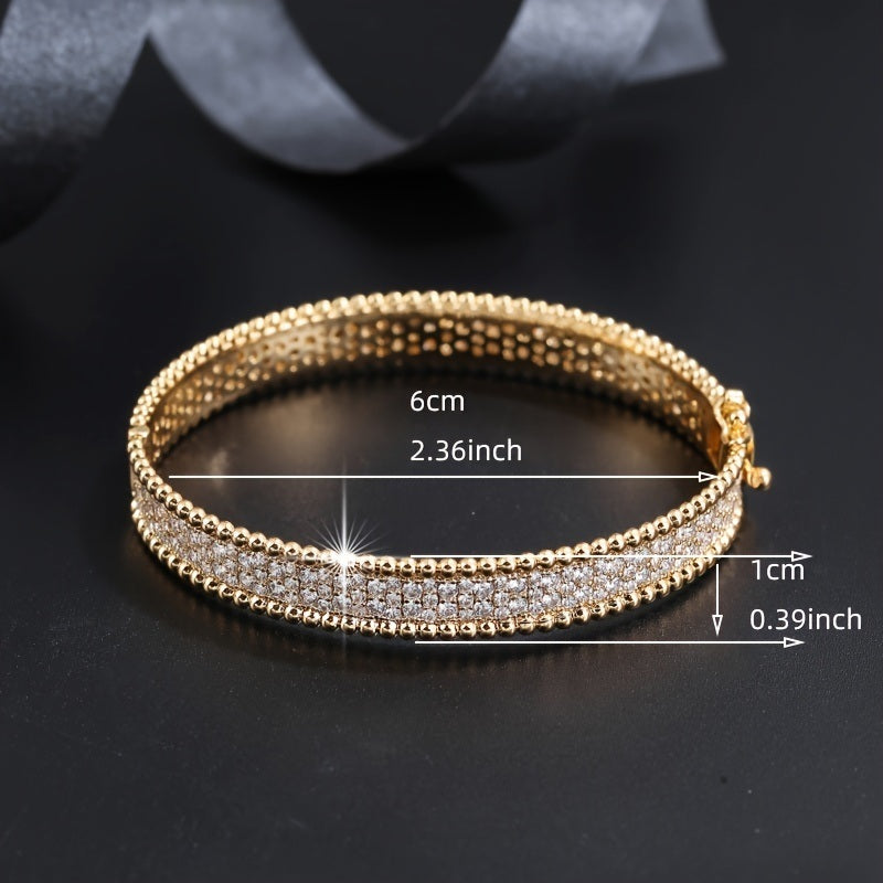 Simple Bangle Bracelet With Full Of Sparkly Zircon Bracelet All-match Jewelry For Women & Girls Clothing Accessories