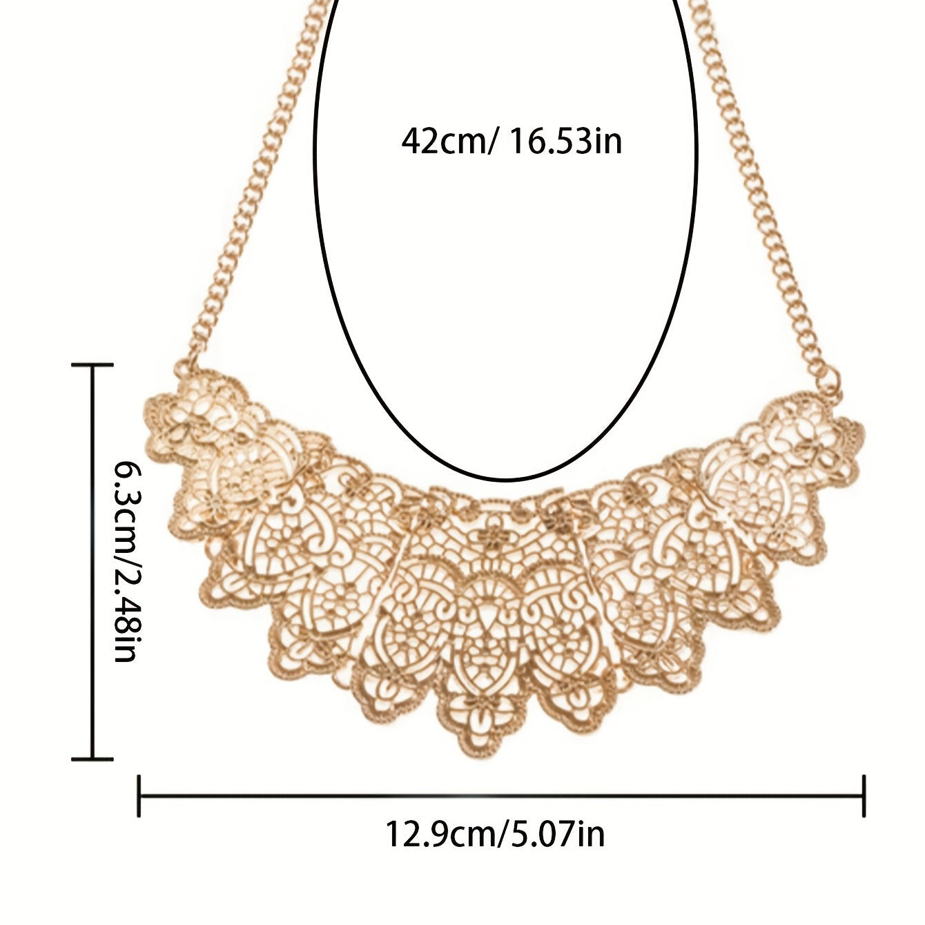 Retro Hollow Carved Short Necklace Alloy Fake Collar Jewelry Collarbone Chain For Women Girls Accessories