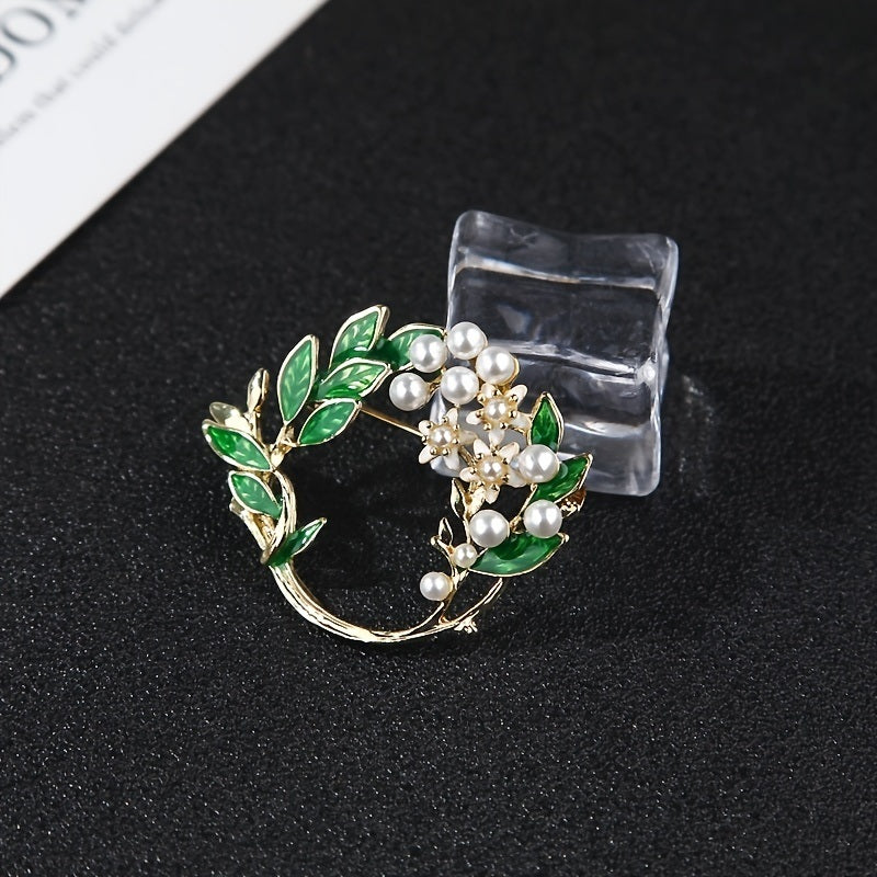 Gardenia Flower Faux Pearl Brooch Exquisite Lapel Pin Jewelry Costume Accessories Gift For Women