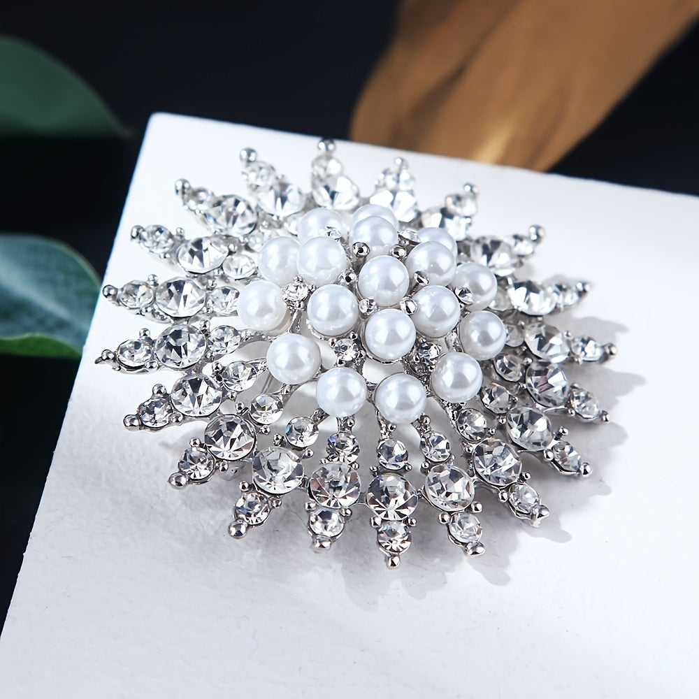 Rhinestone Crystal Flower Brooch Pin For Women Jewelled Accessories For Shawl Scarf Buckle Sweater Cardigan For Wedding Party Prom Gift