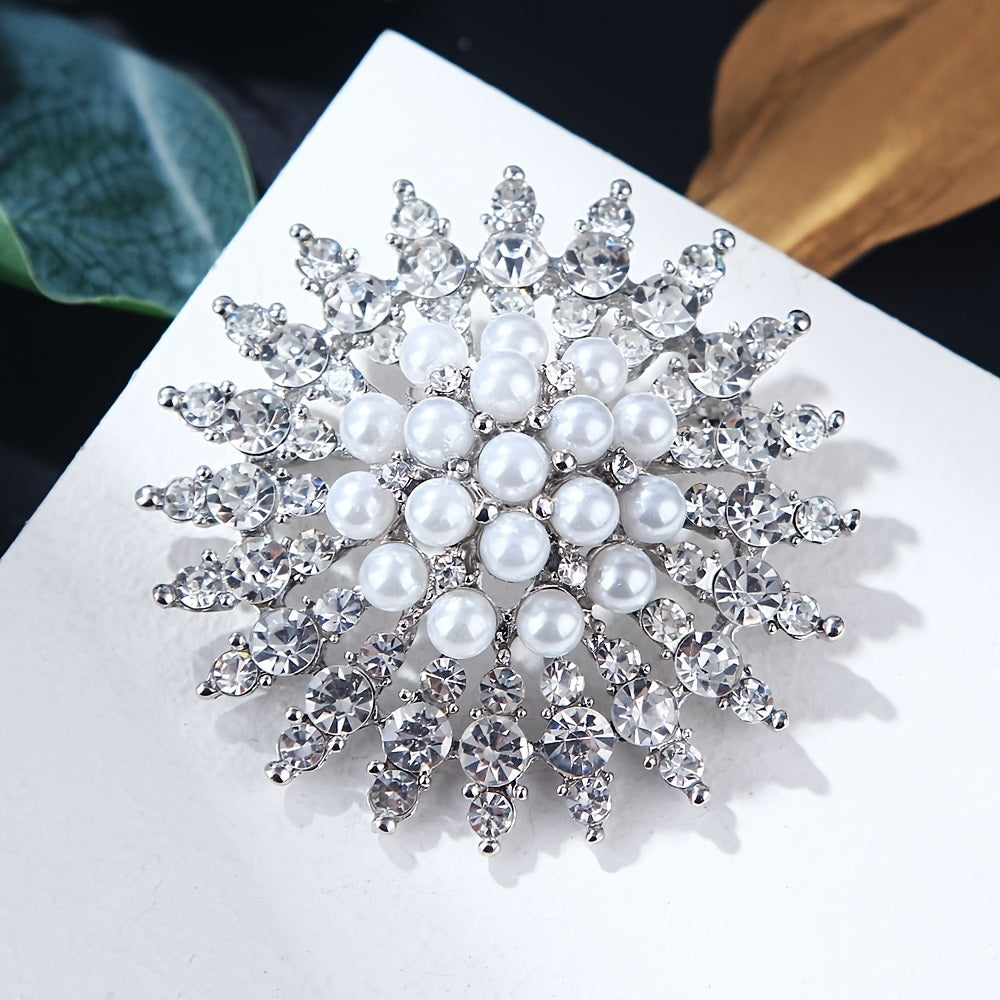 Rhinestone Crystal Flower Brooch Pin For Women Jewelled Accessories For Shawl Scarf Buckle Sweater Cardigan For Wedding Party Prom Gift