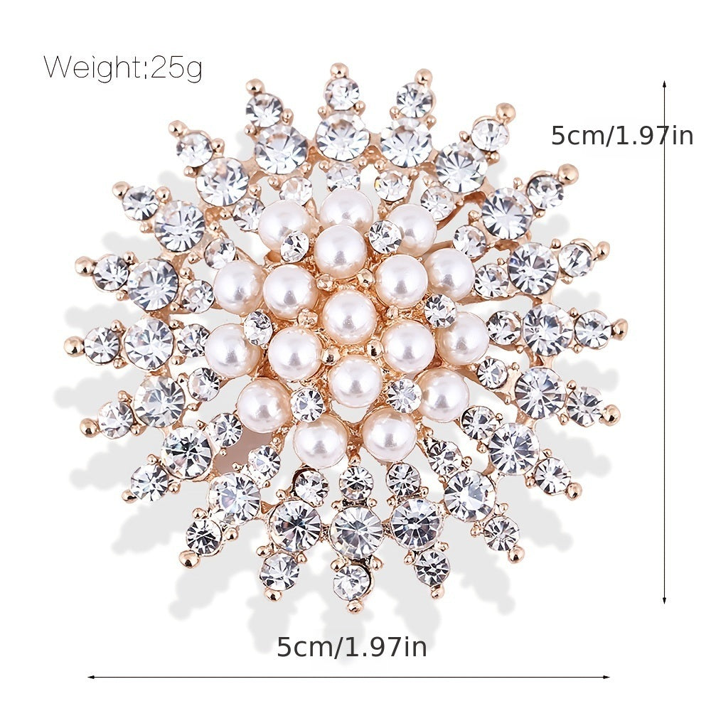 Rhinestone Crystal Flower Brooch Pin For Women Jewelled Accessories For Shawl Scarf Buckle Sweater Cardigan For Wedding Party Prom Gift