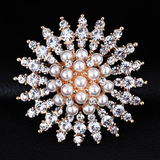 Rhinestone Crystal Flower Brooch Pin For Women Jewelled Accessories For Shawl Scarf Buckle Sweater Cardigan For Wedding Party Prom Gift