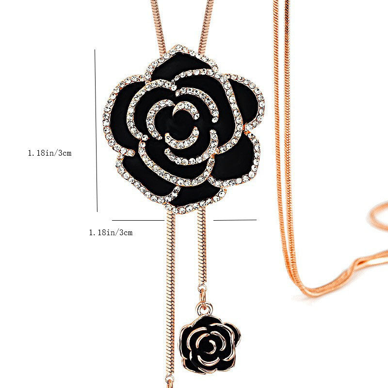 Fashion Rose Sweater Chain Long Necklace Women's Ornaments All-match Clothes Accessories Pendants