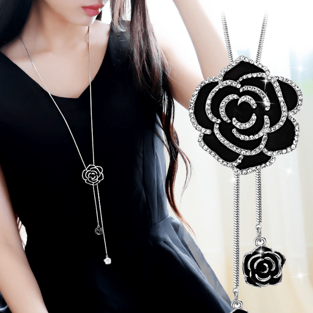 Fashion Rose Sweater Chain Long Necklace Women's Ornaments All-match Clothes Accessories Pendants