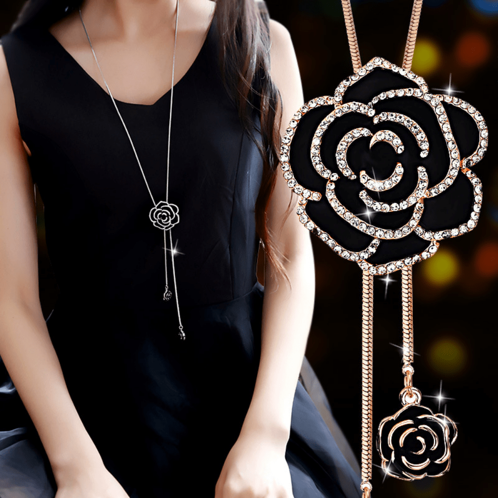 Fashion Rose Sweater Chain Long Necklace Women's Ornaments All-match Clothes Accessories Pendants