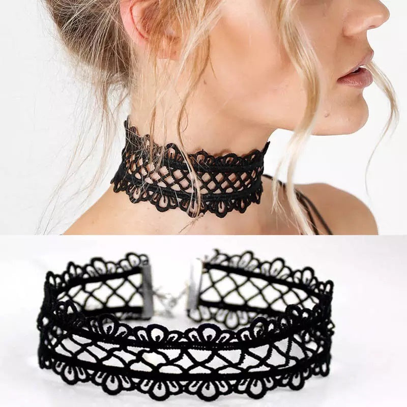 Korean Fashion Velvet Choker Necklace for Women Vintage Sexy Lace Necklace with Pendants Gothic Girl Neck Jewelry Accessories