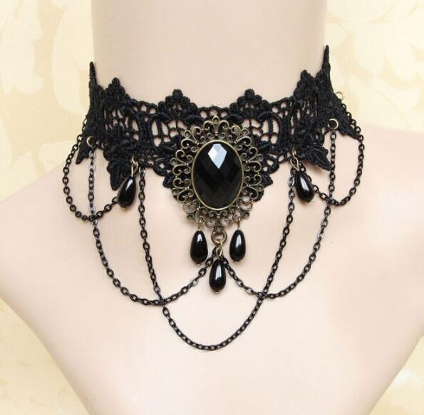 Korean Fashion Velvet Choker Necklace for Women Vintage Sexy Lace Necklace with Pendants Gothic Girl Neck Jewelry Accessories