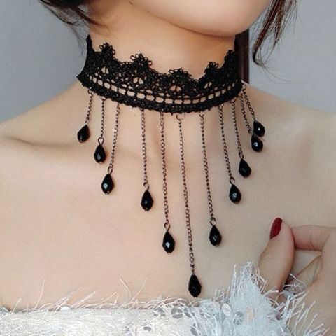 Korean Fashion Velvet Choker Necklace for Women Vintage Sexy Lace Necklace with Pendants Gothic Girl Neck Jewelry Accessories