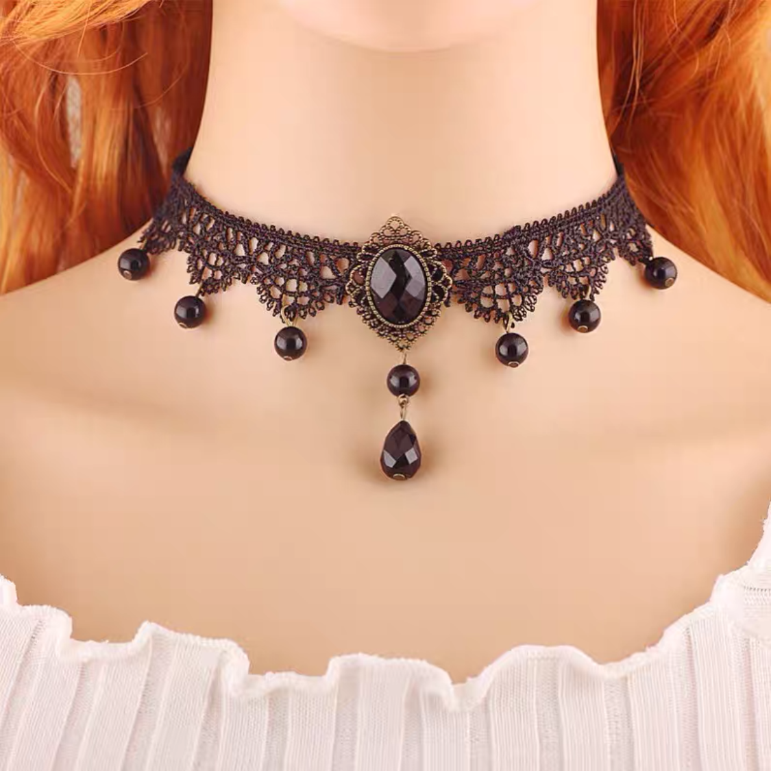 Korean Fashion Velvet Choker Necklace for Women Vintage Sexy Lace Necklace with Pendants Gothic Girl Neck Jewelry Accessories