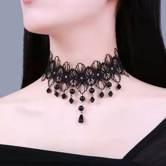 Korean Fashion Velvet Choker Necklace for Women Vintage Sexy Lace Necklace with Pendants Gothic Girl Neck Jewelry Accessories