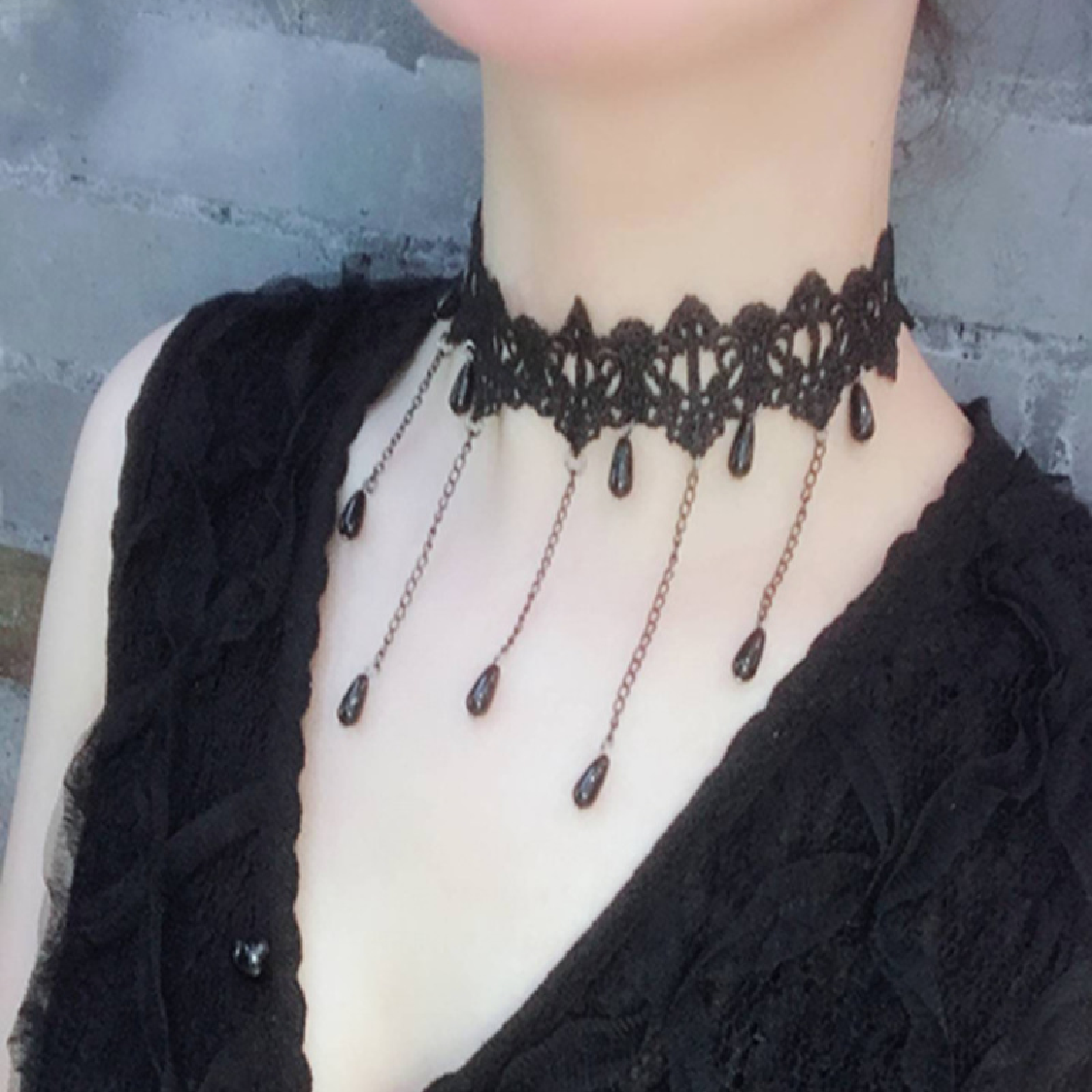 Korean Fashion Velvet Choker Necklace for Women Vintage Sexy Lace Necklace with Pendants Gothic Girl Neck Jewelry Accessories