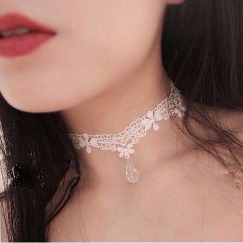 Korean Fashion Velvet Choker Necklace for Women Vintage Sexy Lace Necklace with Pendants Gothic Girl Neck Jewelry Accessories