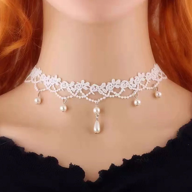 Korean Fashion Velvet Choker Necklace for Women Vintage Sexy Lace Necklace with Pendants Gothic Girl Neck Jewelry Accessories