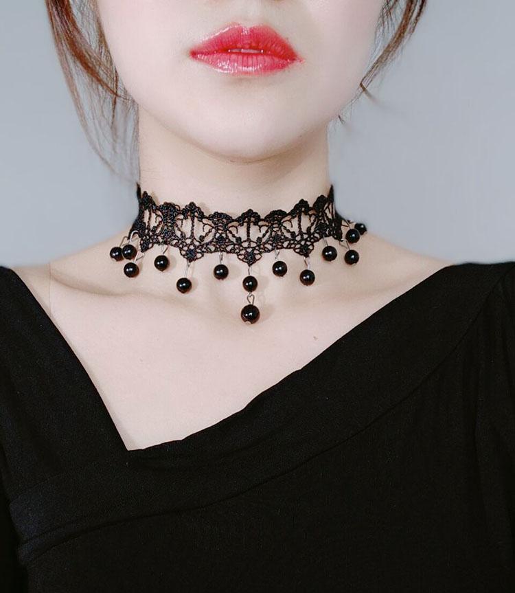 Korean Fashion Velvet Choker Necklace for Women Vintage Sexy Lace Necklace with Pendants Gothic Girl Neck Jewelry Accessories