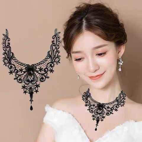 Korean Fashion Velvet Choker Necklace for Women Vintage Sexy Lace Necklace with Pendants Gothic Girl Neck Jewelry Accessories