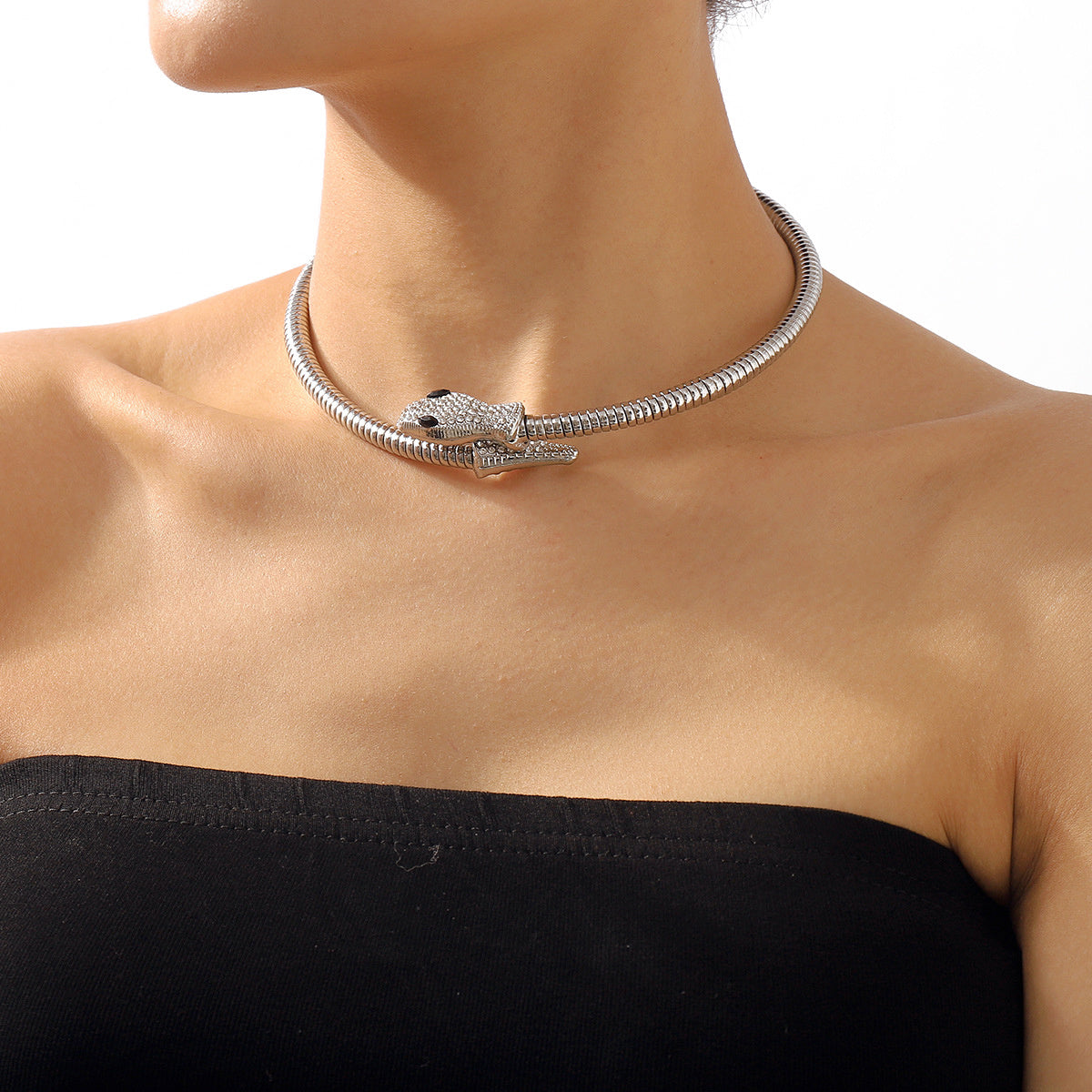 Women's Curved Snake Choker Necklace;  Snake Shape Collar Necklace;  Hip Hop Snake Jewelry