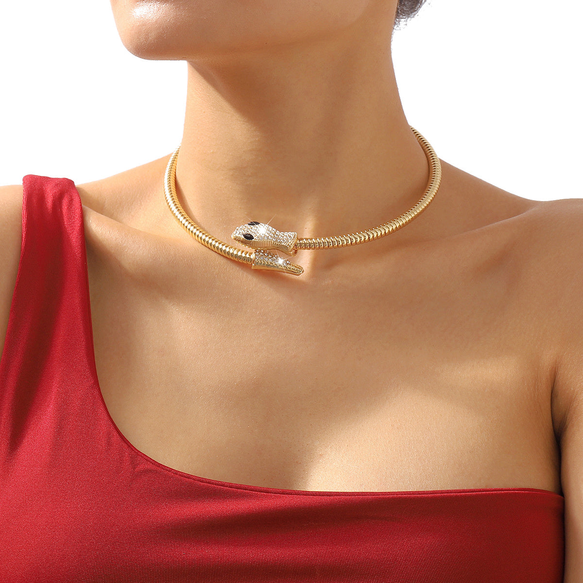 Women's Curved Snake Choker Necklace;  Snake Shape Collar Necklace;  Hip Hop Snake Jewelry