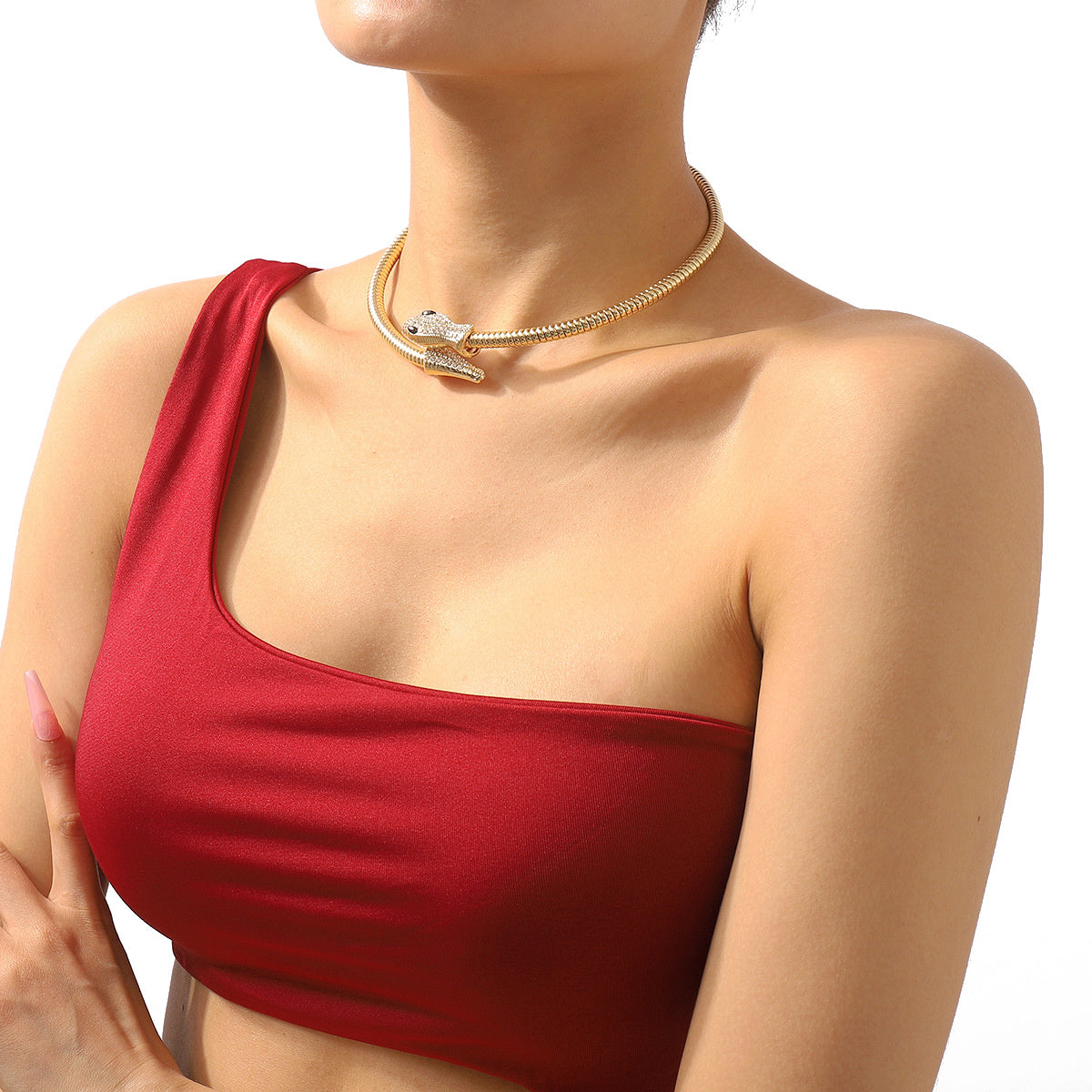 Women's Curved Snake Choker Necklace;  Snake Shape Collar Necklace;  Hip Hop Snake Jewelry