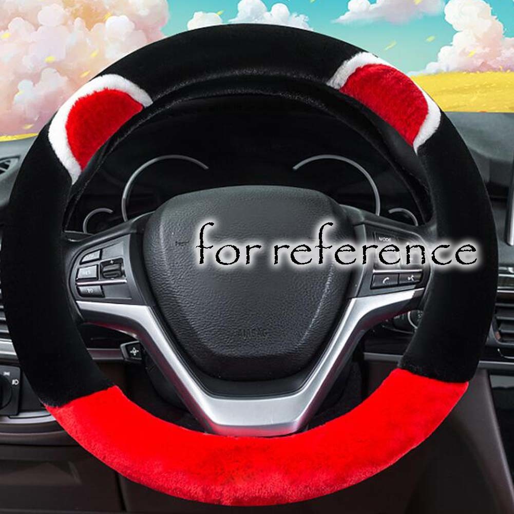 Red Black Cat Ear Steering Wheel Cover Warm Winter Plush Car Wheel Protector Universal Car Accessories for Women