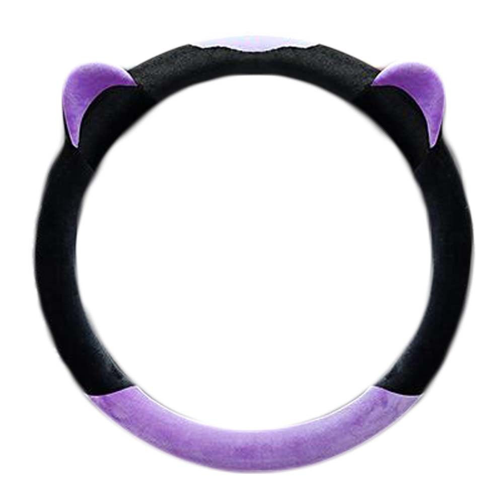 Purple Cat Ear Winter Plush Steering Wheel Cover Warm Car Wheel Protector Universal Car Accessories for Women