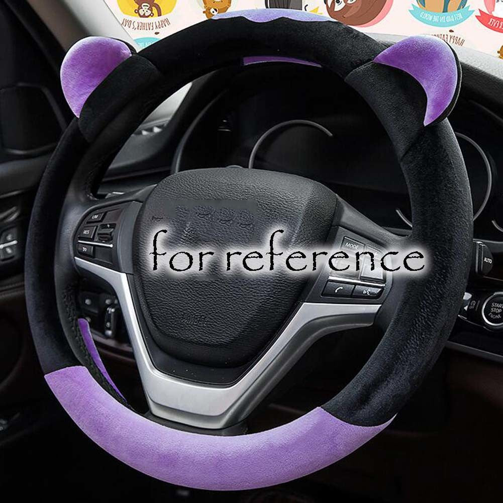 Purple Cat Ear Winter Plush Steering Wheel Cover Warm Car Wheel Protector Universal Car Accessories for Women