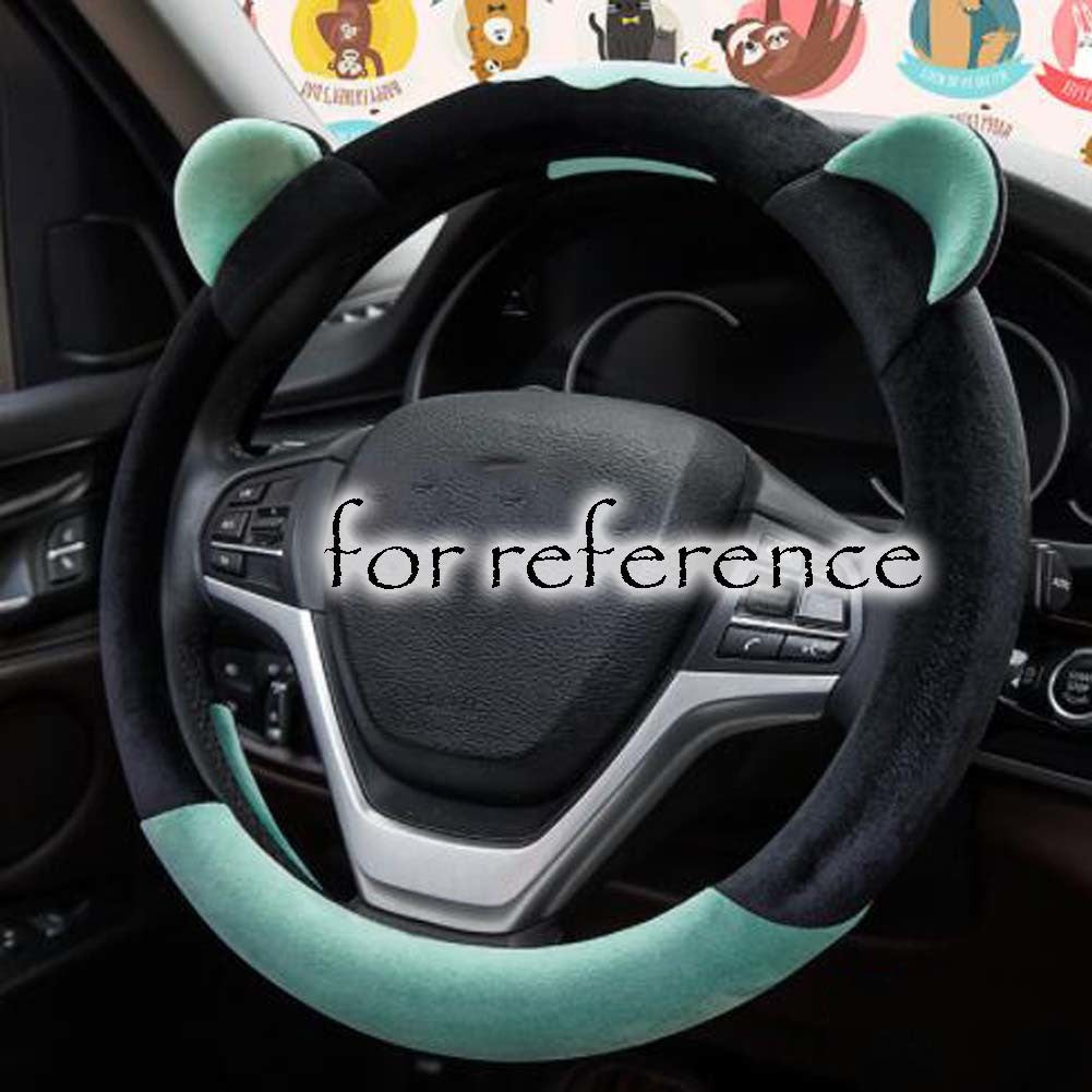 Green Cat Ear Winter Plush Steering Wheel Cover Warm Car Wheel Protector Universal Car Accessories for Women