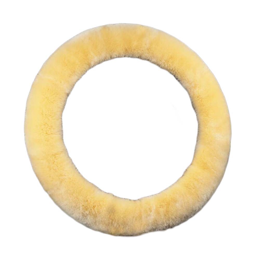 Beige Fluffy Steering Wheel Cover Warm Winter Plush Car Wheel Protector Universal Car Accessories for Women