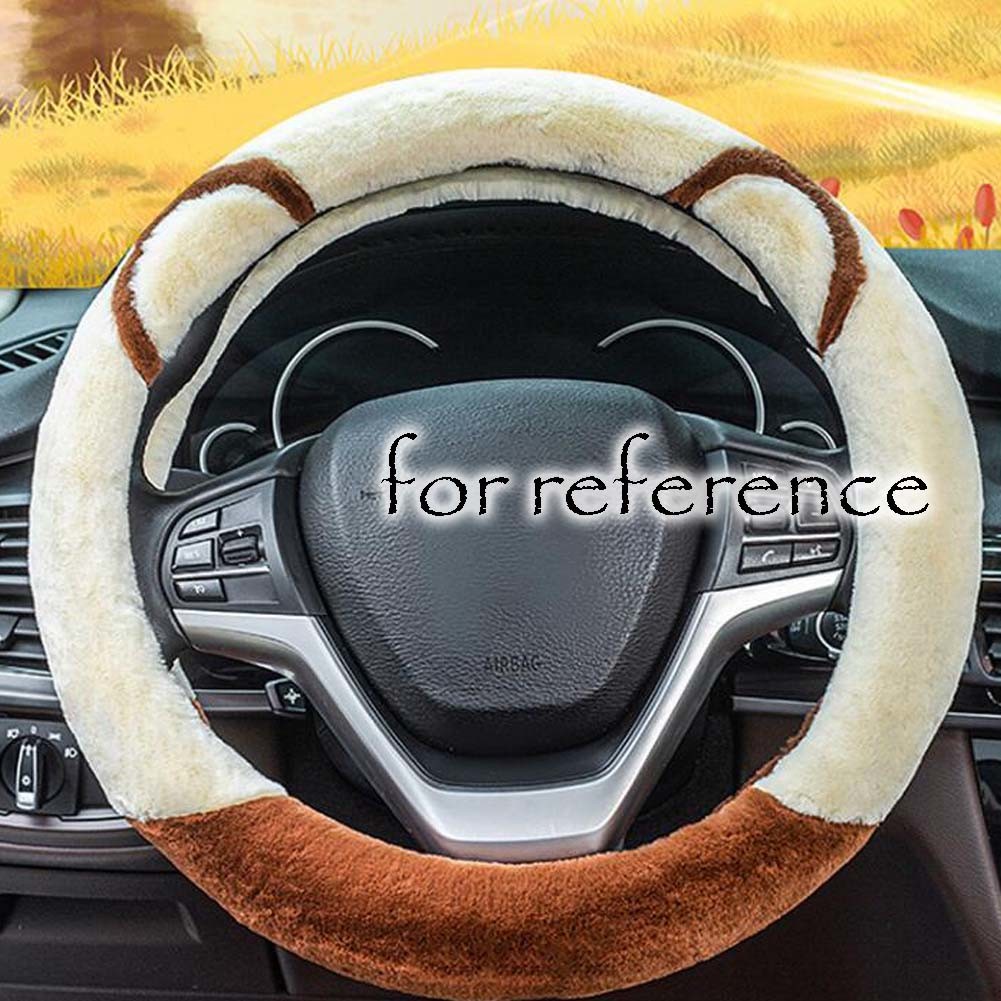 Brown Beige Cat Ear Steering Wheel Cover Warm Winter Plush Car Wheel Protector Universal Car Accessories for Women