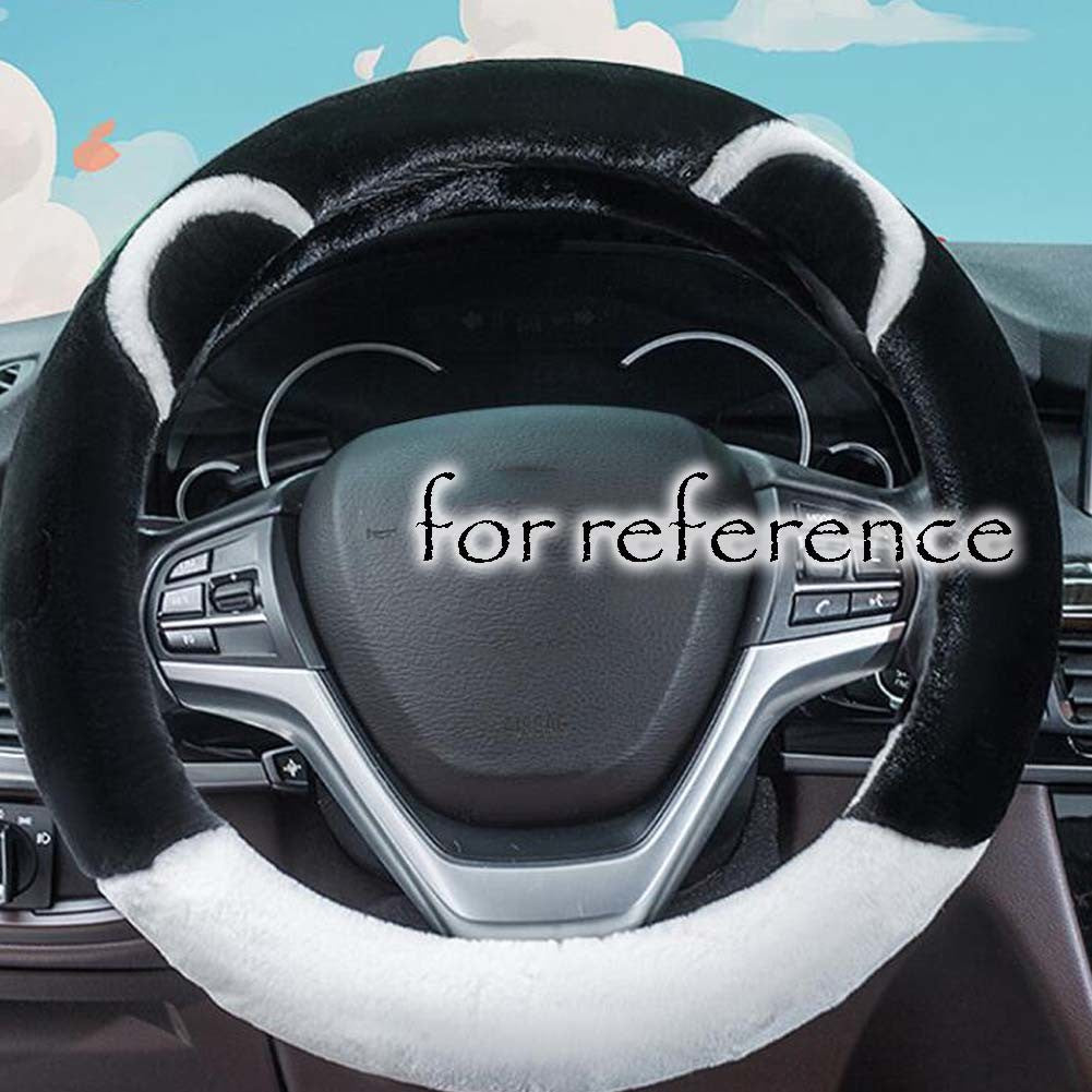 Black White Cat Ear Steering Wheel Cover Warm Winter Plush Car Wheel Protector Universal Car Accessories for Women