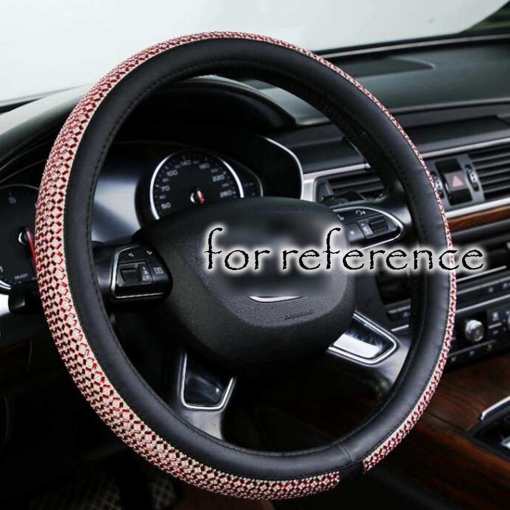 Bling Bling Steering Wheel Cover Rhinestone Universal Car Wheel Protector Car Accessories for Women; Red