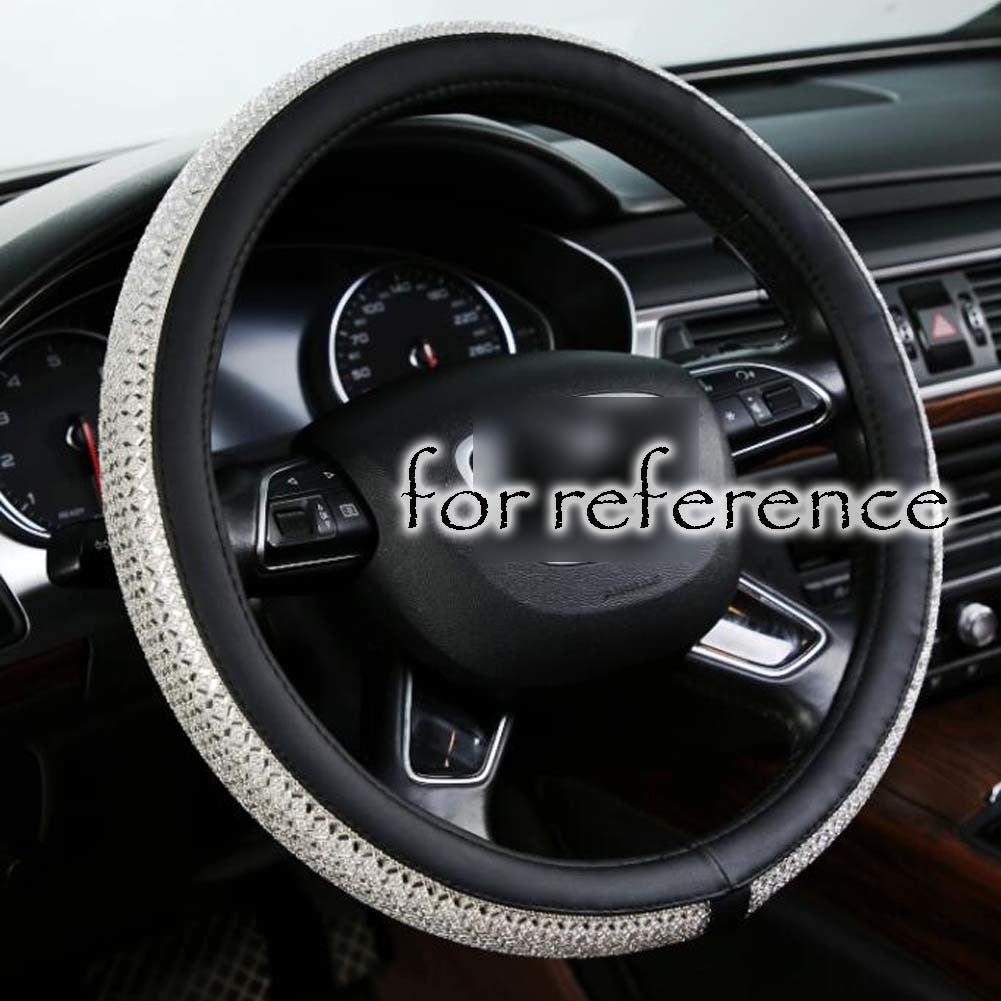 Bling Bling Steering Wheel Cover Rhinestone Universal Car Wheel Protector Car Accessories for Women; White