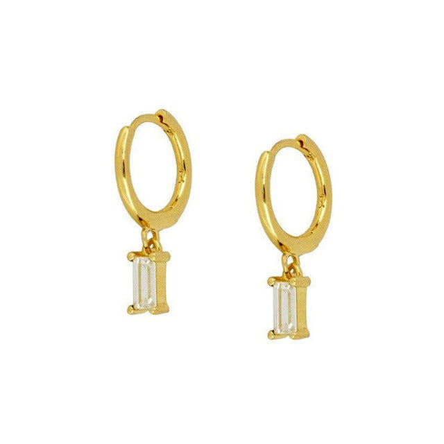 925 Sterling Silver French Punk Hip-Hop Geometric Small Hoop Earrings for Women Gold Silver Party Jewelry Accessories