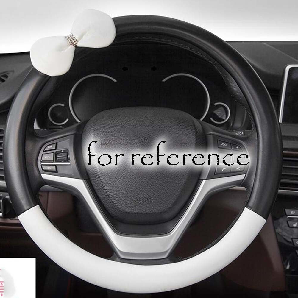 Black White PU Steering Wheel Cover Bowknot Car Wheel Protector Universal Car Accessories for Women