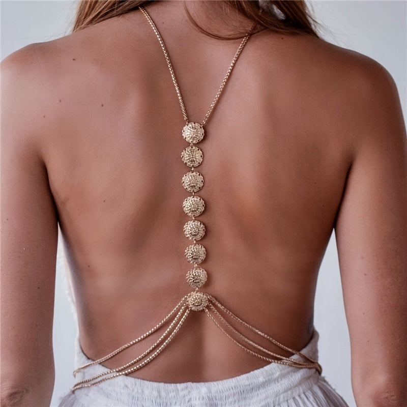 Bohemian Coin Body Chain Sexy Back Necklace Jewelry Beach Body Accessories For Women Layered Harness Bikini Chain